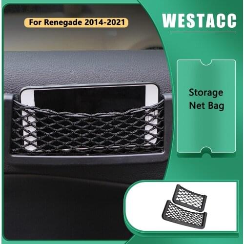 Car Storage Net Bag Holder Mesh Pocket Organizer Sticker for Jeep Renegade 2014 - 2021 Universal Storage Bags Accessories