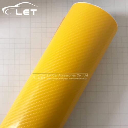 Car Styling DIY High Glossy yellow 5D Carbon Fiber Car Sticker And Decals Car Wrapping Vinyl