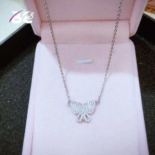 Be 8 Brand Luxury Shinny Micro CZ Stone Pave Butterfly Shape Long Pendant Necklace for Women Jewelry Fashion N055