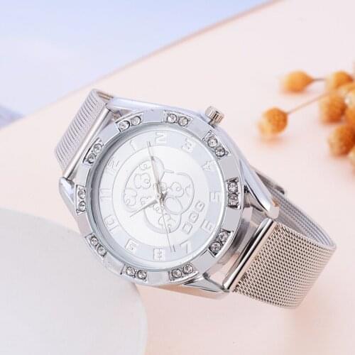 Luxury Brand New Fashion Diamond Bear Quartz Watch Women Stainless Steel Dress Watch 2020 Girl Gift reloj mujer Relogios