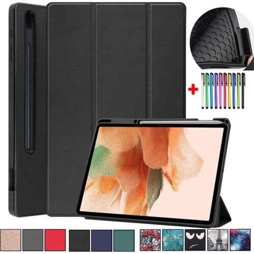 2021 Coque For Samsung Galaxy Tab S7 Case With Pencil Holder Painted Shell For Samsung Tab S7 FE Case Tab S7 Plus 12.4 Cover Pen