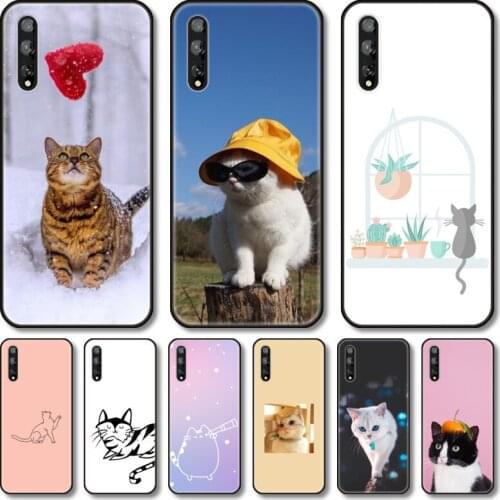 Beautiful cat Phone Case For Huawei Y 5 6 7 8 9 A P S Pro 2020 2019 Black Shell Cover