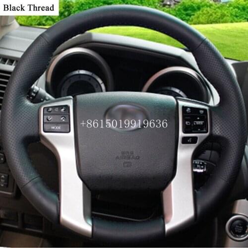 Car Steering Wheel Cover Hand seaming on Wrap Cover Car interior decoration For Toyota Prado