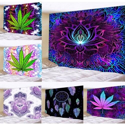 Indian Blanket Meditation Tapestry Maple leaf Wall Hanging Mandala Tapestry Wall Cloth Psychedelic Wall Hanging Tapiz 150*200cm