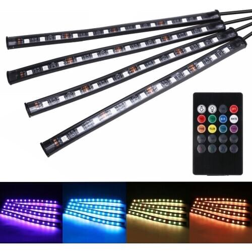 Mayitr Colorful RGB 5050 SMD 12LED Auto Control Decorative Lamp Kit Car Interior Neon Atmosphere Strip Light
