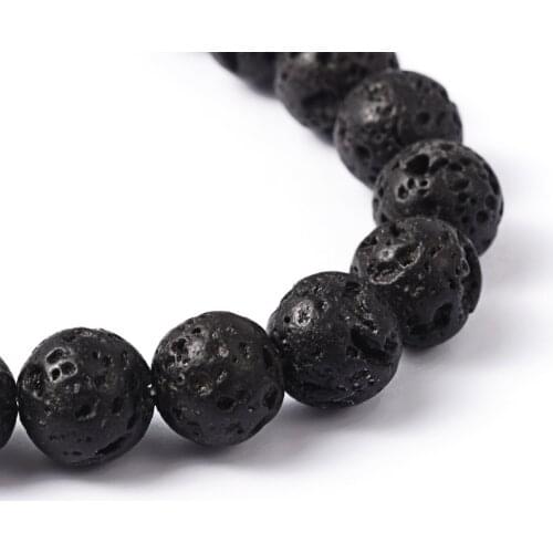 10 Strands 8/10/12/18mm Natural Lava Beads Strands Black Round For DIY Jewelry Finding Making Necklaces Handicrafts Supplies