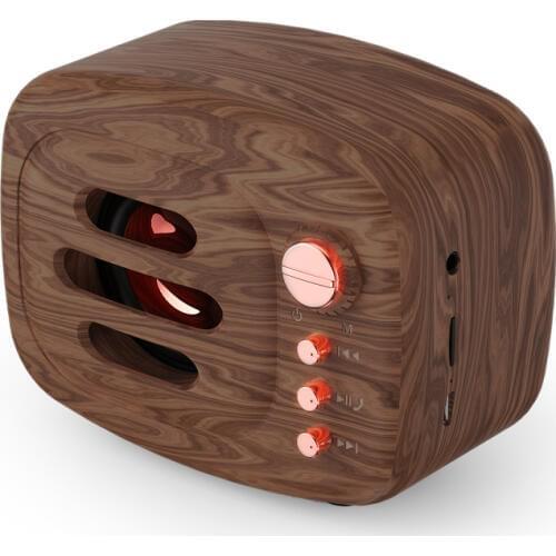 New Bluetooth Speaker Built-in Rechargeable Battery Bluetooth 5.0 Stereo Wood Grain Speaker Support TF Card Play Black