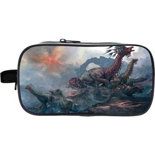 Dinosaur Print Cosmetic Cases Pencil Box Boys Girls T. Rex Pencil Bags Children School Case Multifunction Stationary Bag Gift