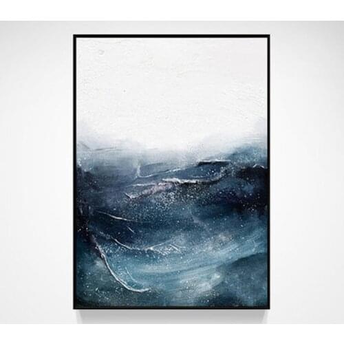Hand Painted Abstract Oil Painting Wall Art Seascape Picture Minimalist Decorative Modern On Canvas For Living Room No Frame