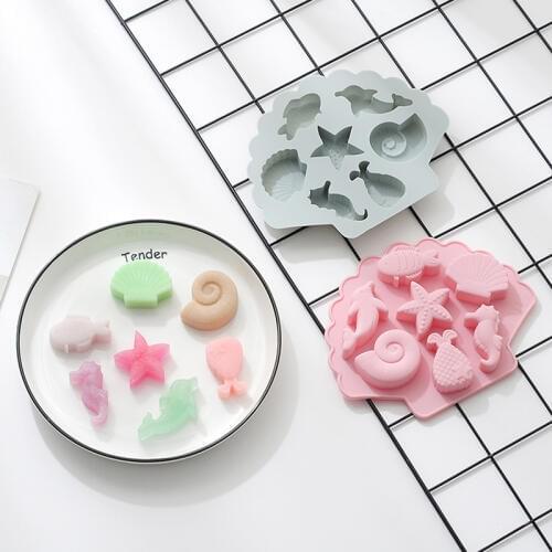 6 Cavities Mini Seashell silicone Soap Mold Handmade Chocolate Mold Cute Soap Mold cake decorating tools DIY Candy Mould