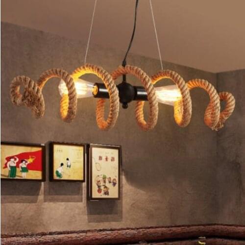 Nordic retro industrial Loft pipe rope chandelier cafe bar personalized clothing shop Chandelier lamp MING