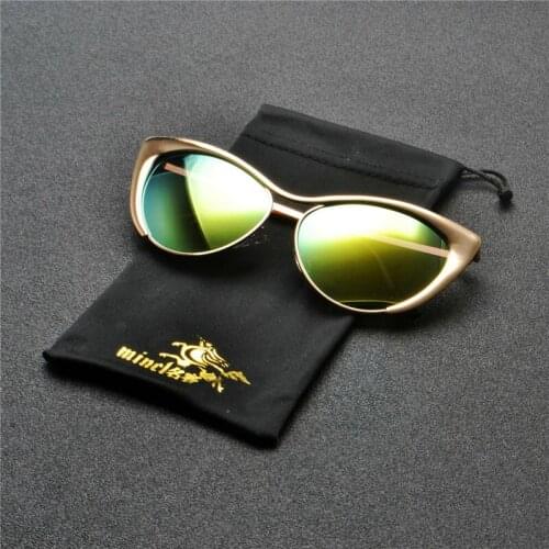 MINCL Metal Cat Sunglasses Women Metal Frame Fashion Green Sun Glasses Men Brand Design Pink Glasses Ladies Eyeglasses UV400 NX