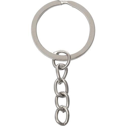 Alloy Key Chains Key Rings Round silver color 5.1cm(2") x 24mm(1"), 10 PCs new