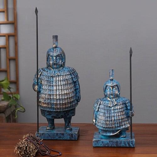 Statue of Xi'an terra cotta warriors in Qin Dynasty; soldier resin human body sculpture living room home decoration gift