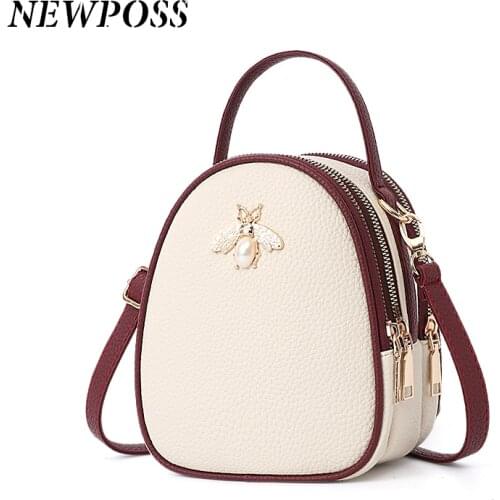 Small Bee High Quality solid PU Leather Women Ladies Crossbody Messenger Shoulder Bags Vintage Handbags Fashion Cute Mini Bag