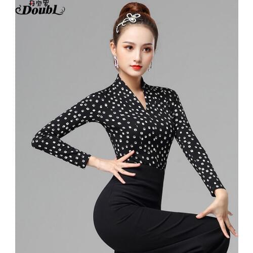Excellent Quality Latin Dance Tops Female Sexy Performance Dancing Shirt Ballroom Cha Cha Samba Practice Dance Clothes