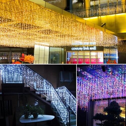 Garland 5M Waterproof Outdoor Christmas Light Droop 0.4-0.6m Led Curtain Icicle String Lights Garden Mall Eaves Decorative Light