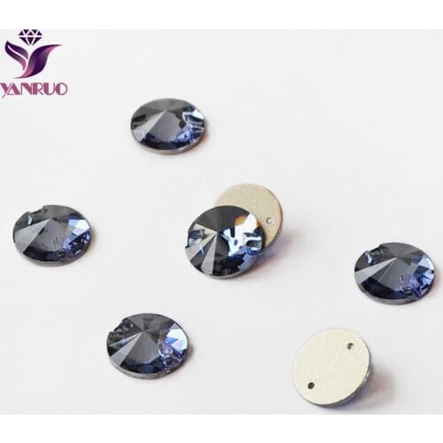 YANRUO 3200 Rivoli Light Sapphire Sewing Crystal Sew-on Rhinestones Beads Glass and Crystals for Dress Clothing