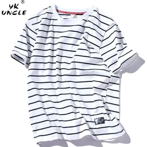 YK UNCLE 2021 Summer O neck Short sleeve Men T Shirt Cotton Stripe Fashion Casual Oversize T-shirts Casual For Male Tee Tops