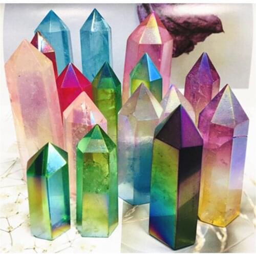 1pcs Natural Colorful Tower Crystals Healing Stones Aura Clear Quartz Qoint For Home Decoration