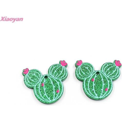 10pcs) Acrylic Mouse Head Cactus For Earrings Party DIY Glitter UV Jewelry Accessories