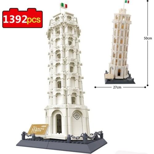 1392pcs Leaning Tower Model Building Blocks World Famous Architecture Blocks Bricks DIY Construction Toys For Children Gifts