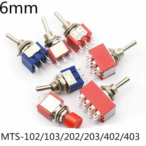6mm 3Pin 6Pin 9Pin Rocker switch ON-ON /ON-OFF-ON Toggle Switch MTS-102/103/202/203/402/403
