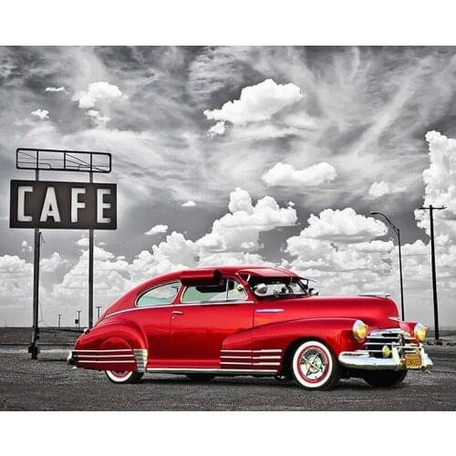 DIY Diamond Embroidery Red car Full Square/round Diamond Painting scenery Cross Stitch Kit Mosaic Home Decor scenery