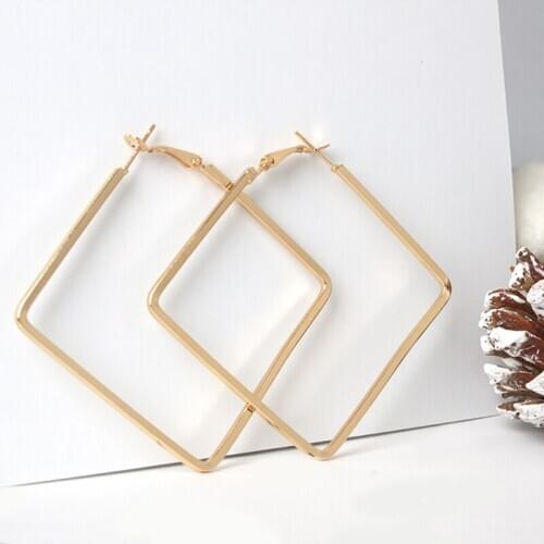 Big Hoop Earrings for Women Stainless Steel Hoop Earrings Large Ear Rings Huggie Square Circle Earrings Fashion Jewelry