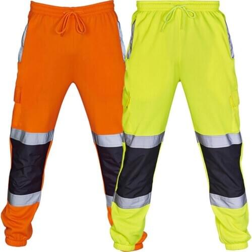 Fashion Men Reflective Pants Strips Patchwork Beamed Trousers Drawstring Jogging Cargo Pants Sport For Mens Clothings