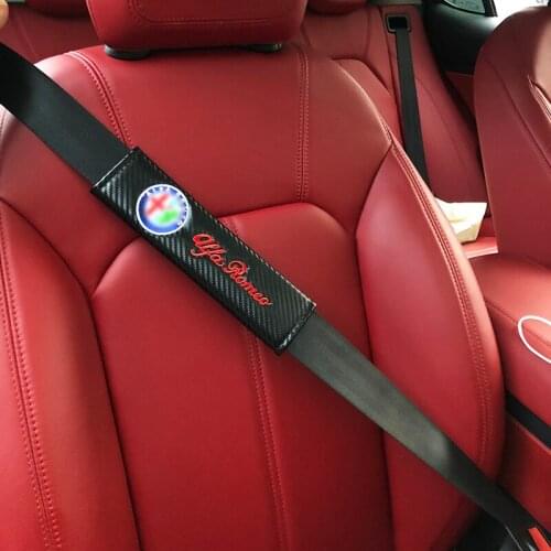 2PCS Car Seat Belt Case For Alfa Romeo 159 Giulietta 147 Mito 156 GT Giulia Stelvio Brera Accessories Carbon Fiber Styling