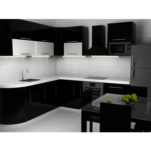 Black high gloss kitchen cabinet