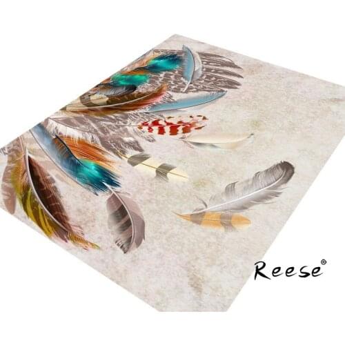 Reese European Feather Pattern Rugs Print Decoration Carpets For Parlor Living Room Study Anti Slip Bottom Easy Clean Outlets
