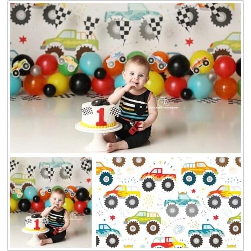 Photography Backdrops Boys Car Patterns Newborns Baby Shower 1st Birthday Cake Smash Photo Background Studio Photocall Props
