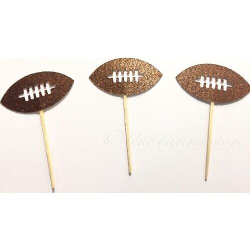 Football Glitter Birthday Cupcake Toppers Food Picks Decor Decorations Sports Boy Party Favors wedding decor