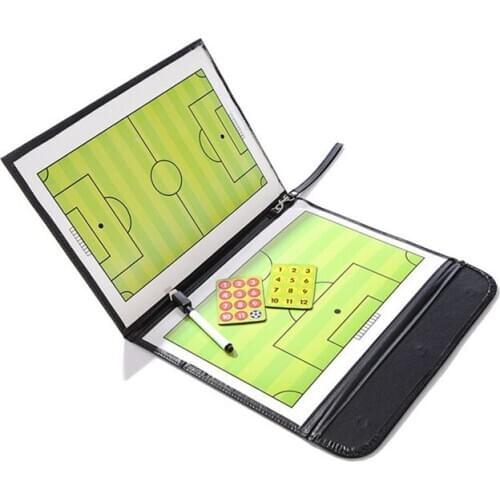 Hot Sell Football Tactical Board Portable Training Assistant Equipment Football 2.5 Fold Leather Useful Teaching Board