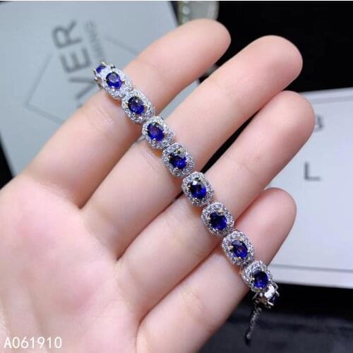 KJJEAXCMY boutique jewelry 925 sterling silver inlaid Natural sapphire fine ladies Bracelet support detection fashion
