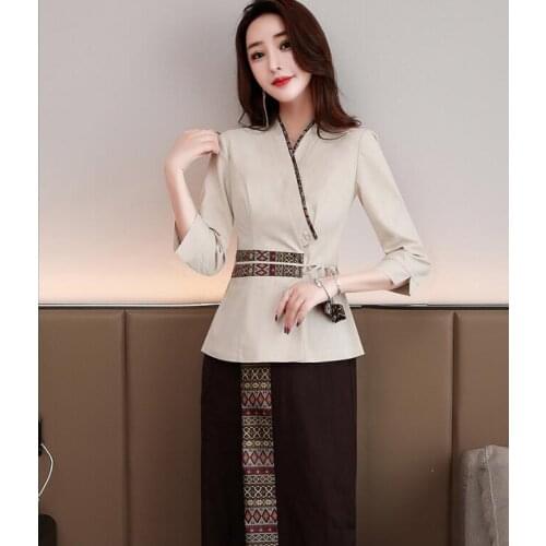 Beautician overalls Women Thai Spa Work cloth Spring