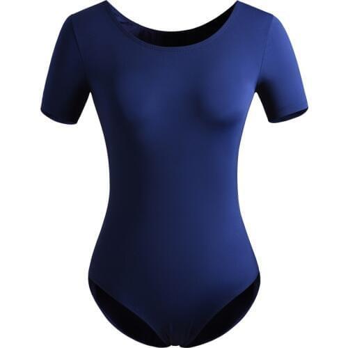 Women Ballet Leotard Dance Wear Adult Soft Nylon Short Sleeve Stretch Gymnastics Leotard Bodysuit Ballet Dancewear