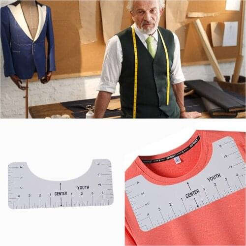 4PCS/Set Round Neck T-shirt Alignment Ruler PVC Sewing Collar Measuring Tool School Supplies Accessories
