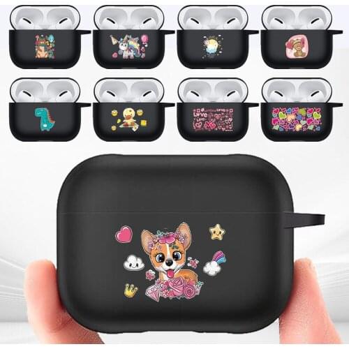 For Apple AirPods Pro Matte Black Earphone Case High Quality Silicone Protective Case Cartoon Matte Black Earphone Accessories