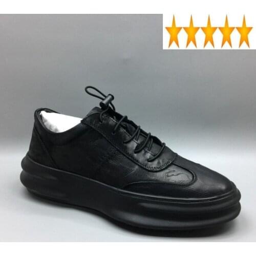 Up Lace Fashion Jogging Mens Genuine Leather Platform Shoes Round Toe Casual Brand Trainers Zapatillas Hombre Sneakers