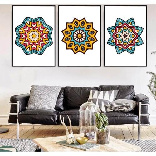 Set of 3 Spanish Tiles Farmhouse Decor Rustic Gallery Wall Painting Prints Blue And Cream Pattern Cement Moroccan Pictures