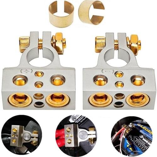 Car Battery Terminal Connectors Kit Negative Terminal Positive Terminal Gold-plated Connector Adapter Set For Car Accessories