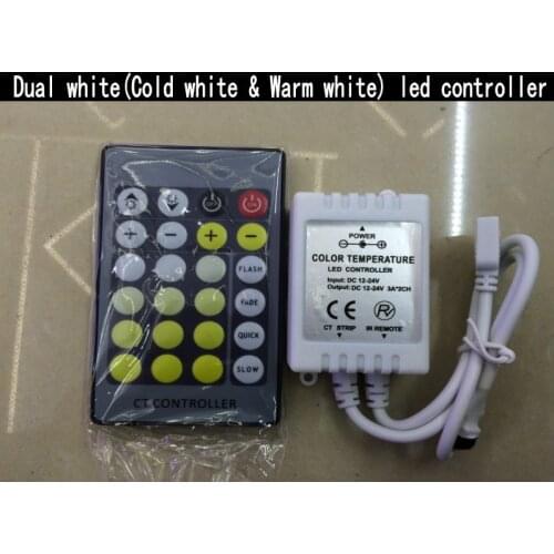 New Dual white CT Color Temperature Controller with 24 Key IR remote dimmer DC12-24V FOR CCT led strip light