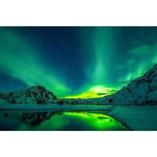 PDMDOG DIY 5D Diamond Embroidery Crystals Diamond Mosaic Rhinestones Polar Green Light Diamond Painting Cross Stitch