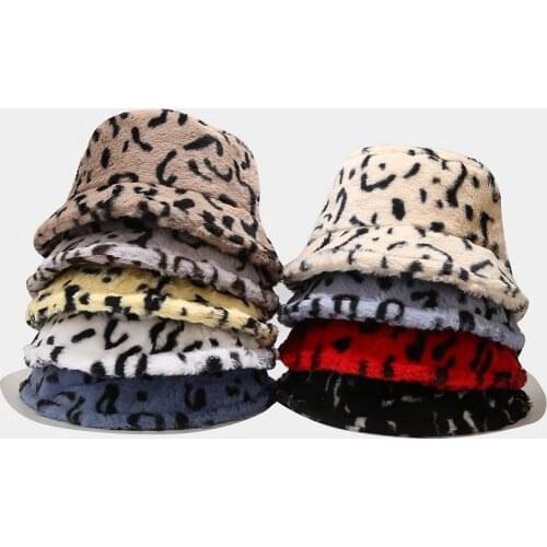 Thick Plush Bucket Hat Kids Hats Caps Warm Panama Leopard Retro Hip Hop Hat for Girls Autumn Womens Winter Hats for Men Apparel