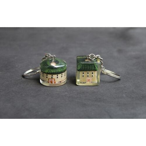 Hot Pendant World Heritage Great Building China Yongding Hakka Tulou Earthen Building Figure Model Pandent Key Chain