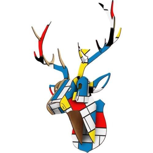 Christmas Decorations Furniture Jewelry wooden DIY assembled animal head painted deer head wall hanging private customization