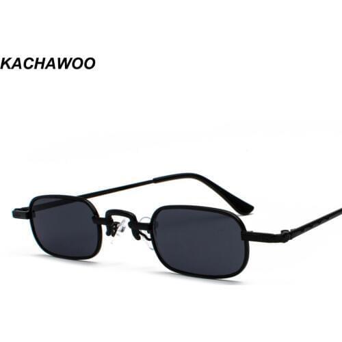 Kachawoo retro rectangle sunglasses tiny women metal frame red yellow narrow glasses sun men vintage gift items